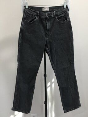 EVERLANE Black/Dark Gray THE CHEEKY BOOTCUT 5 Pocket Logo Hardware Jeans